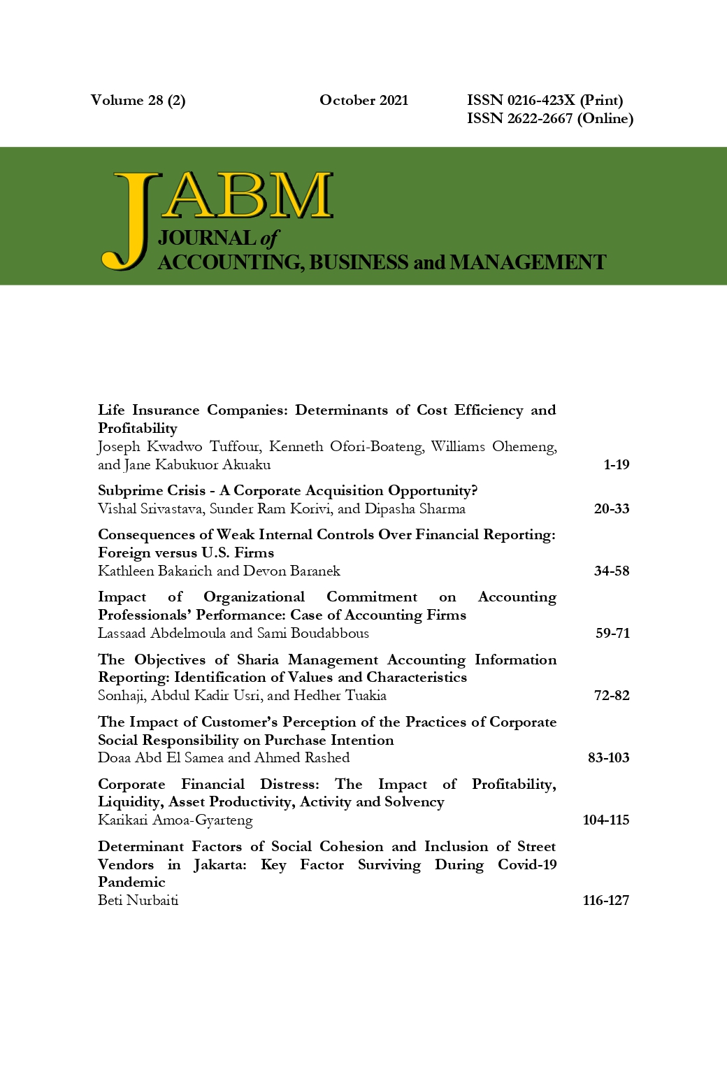 Journal of Accounting, Business and Management (JABM) vol. 28 no. 2 (2021)
